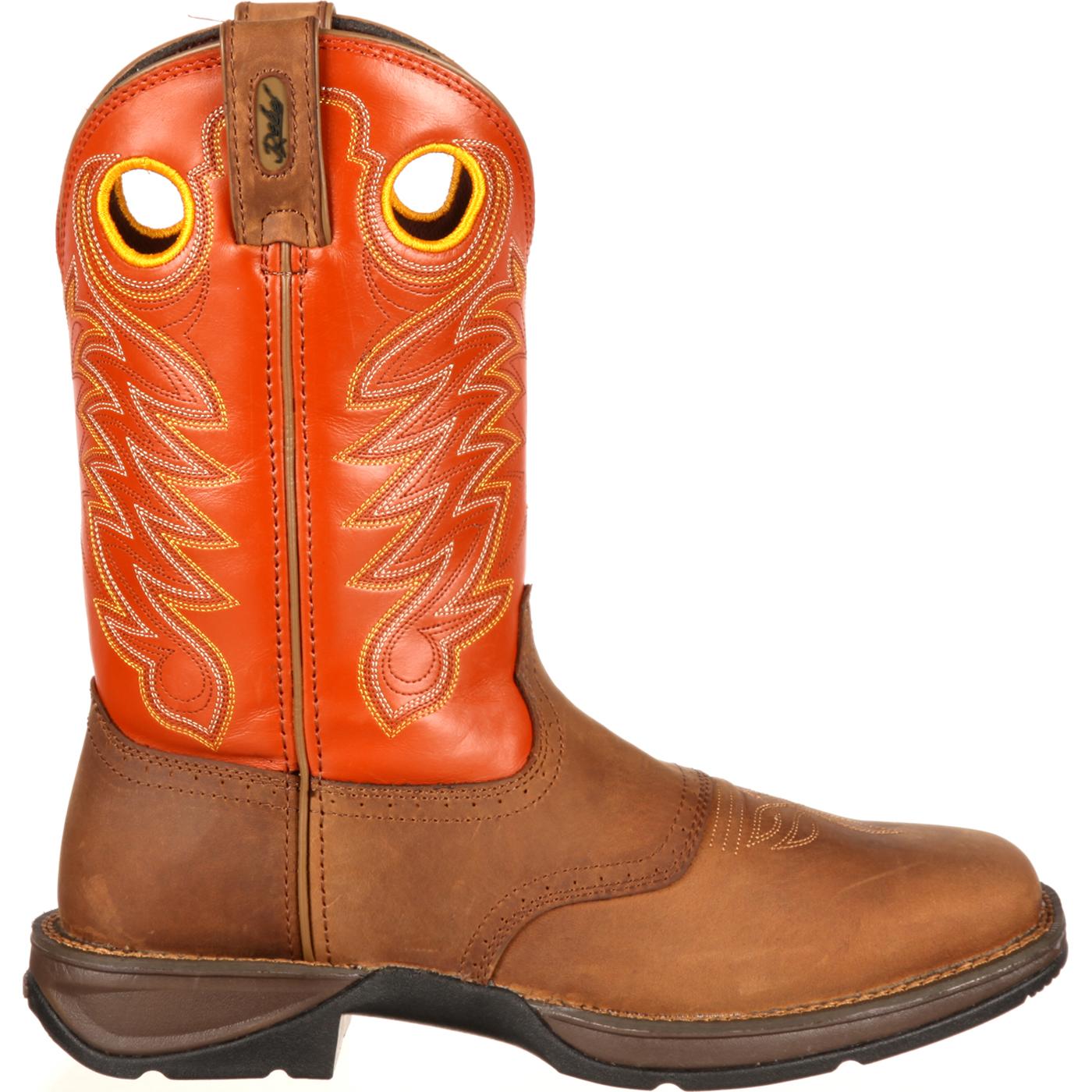 blue and orange cowboy boots