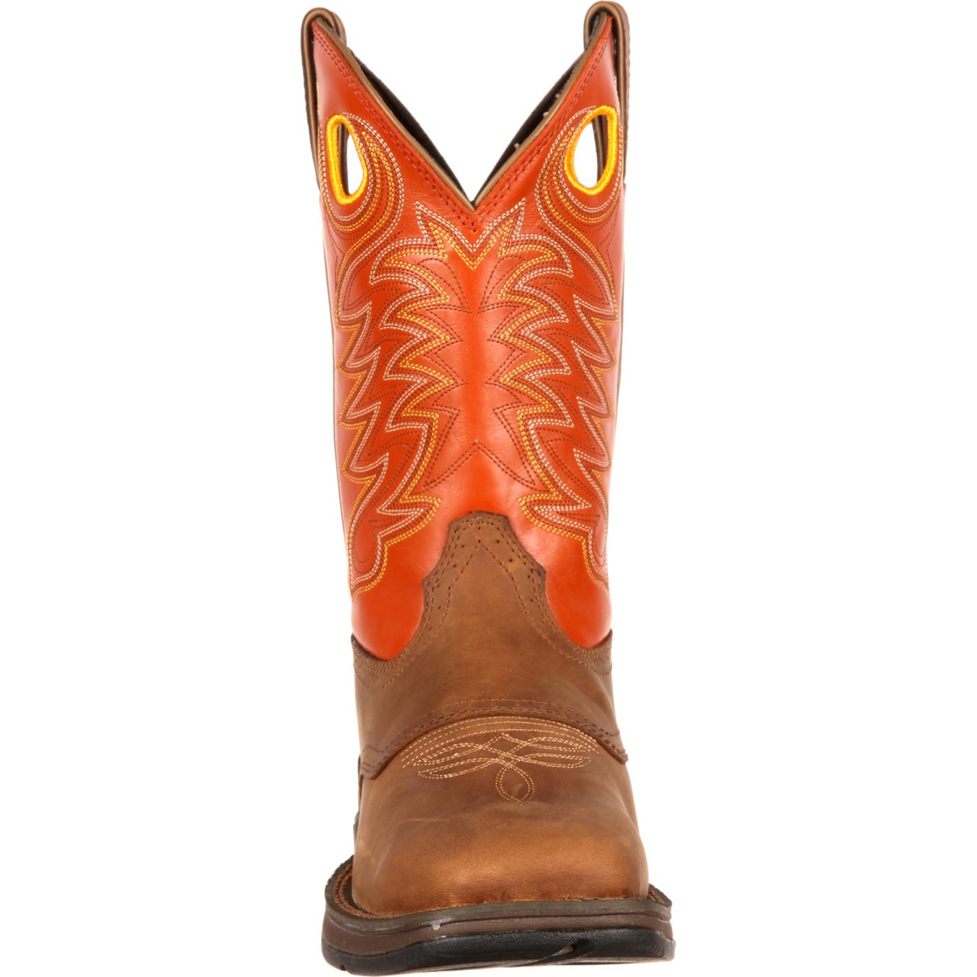 blue and orange cowboy boots