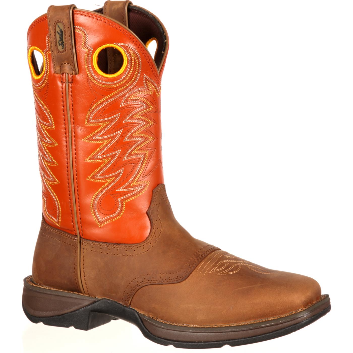 Rebel by Durango: Men's Orange Tan Saddle Western Boot