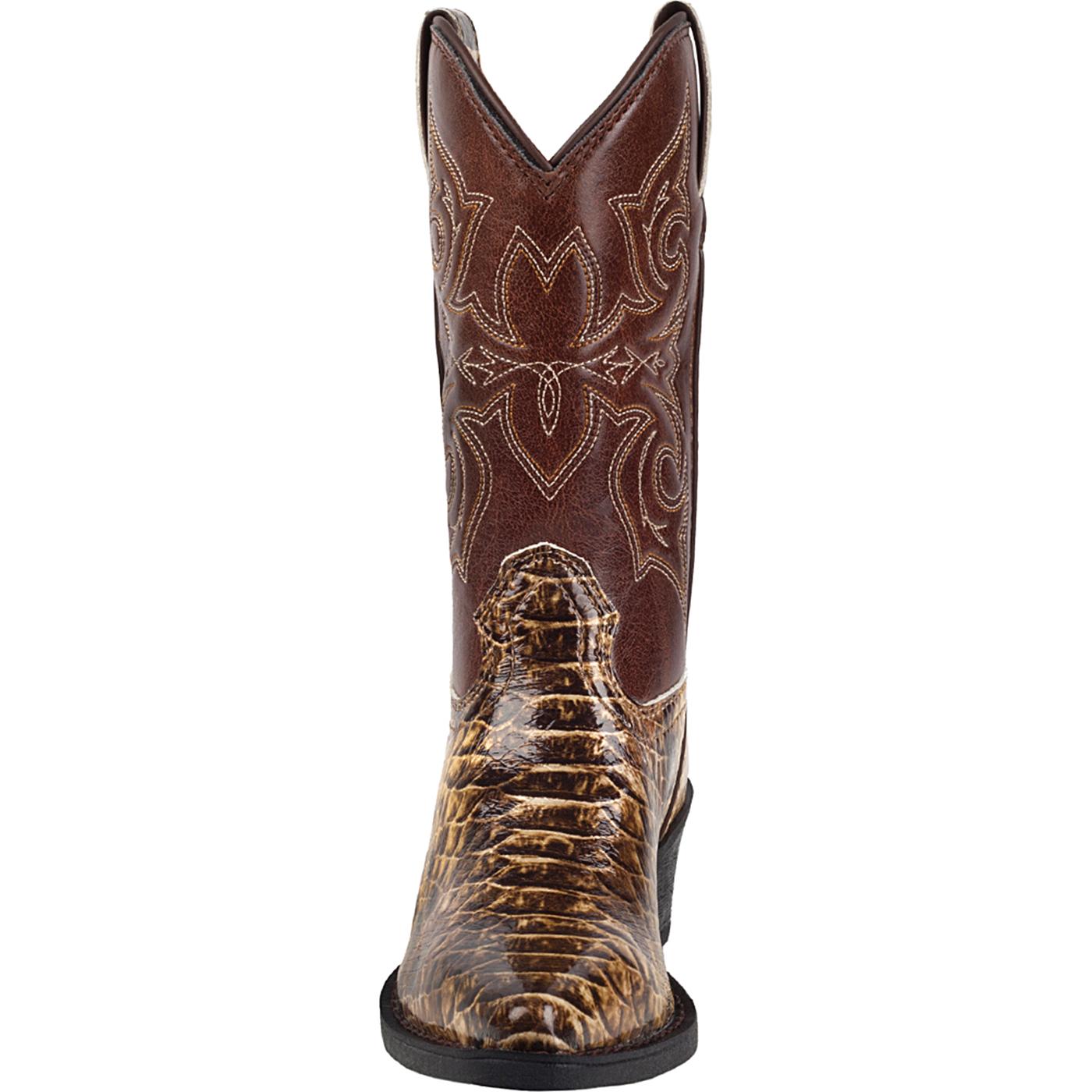 Lil' Durango: Kids' X Toe Brown Faux Lizard Western Boots