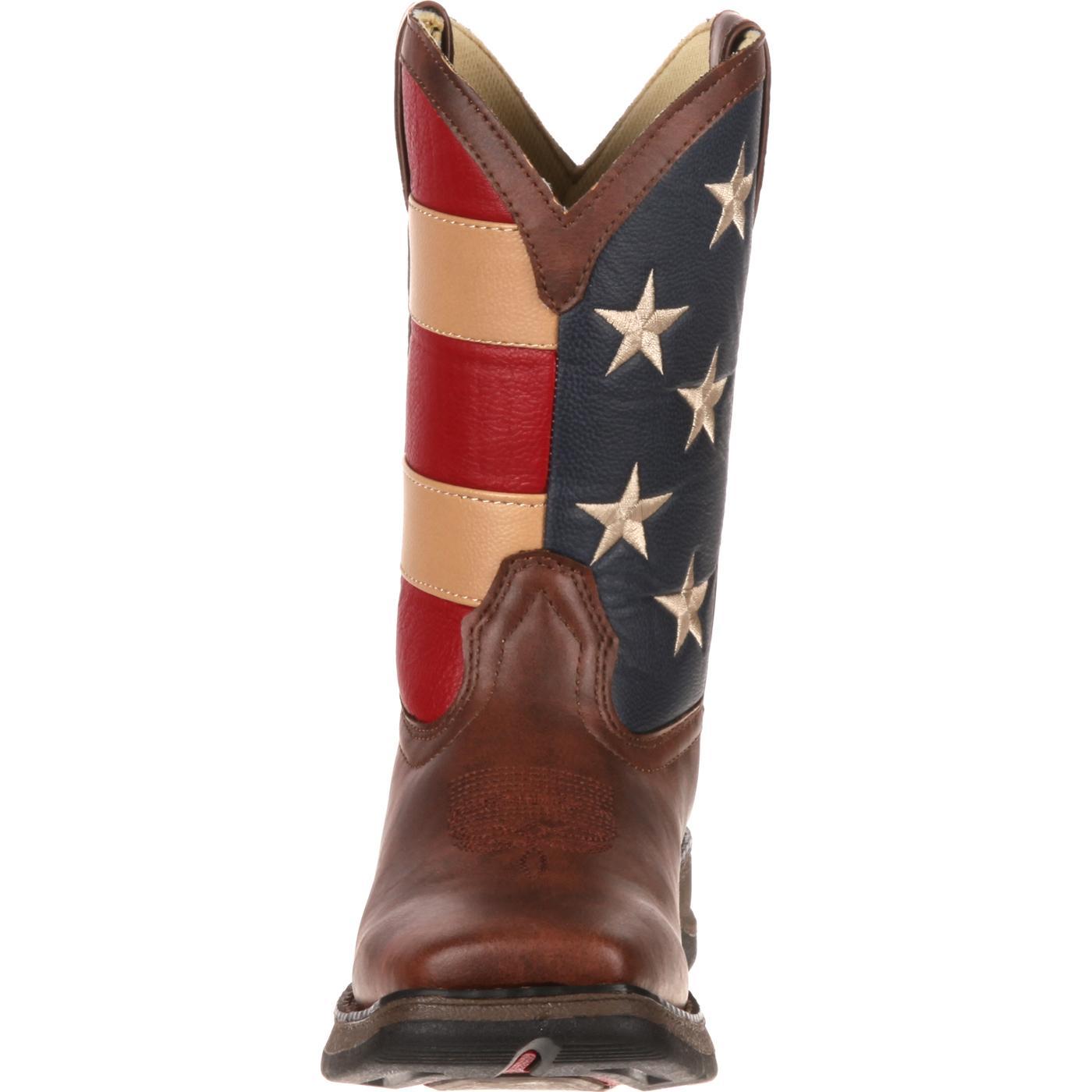 Lil' Durango: Kids' brown and flag western boots, #BT245